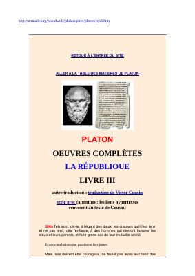 Couverture de Platon République III